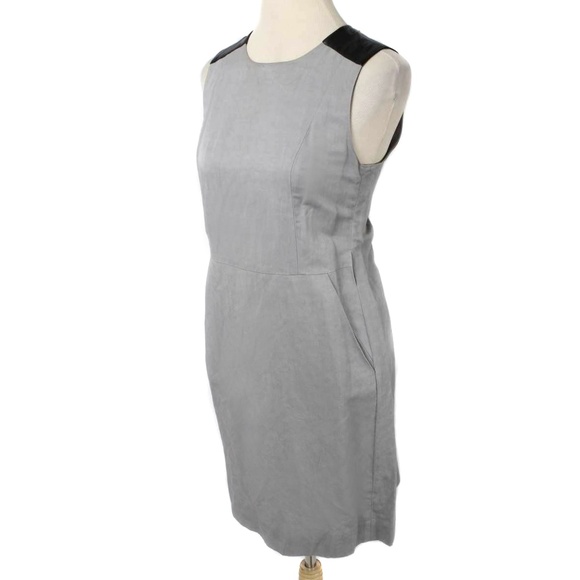 VALETTE Gray Linen with Black Leather Sheath Dress NWT - Picture 3 of 8